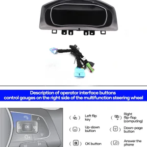 Volkswagen VW Tiguan Digital Cluster 2009-2017 for Mk1 Type 5N LCD Dash | CarPlay Map Sync 5 Volkswagen Tiguan digitaal instrumentenpaneel 2009–2017, 12,3 inch, aansluitingen aan de achterzijde en kabelpoorten