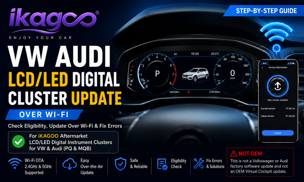 Update voor het digitale LCD/LED-instrumentenpaneel van VW en Audi