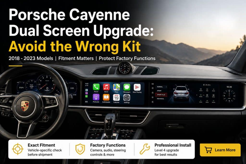 Porsche Cayenne 2018-2023: upgrade met dubbele schermen, geïnstalleerd in het interieur