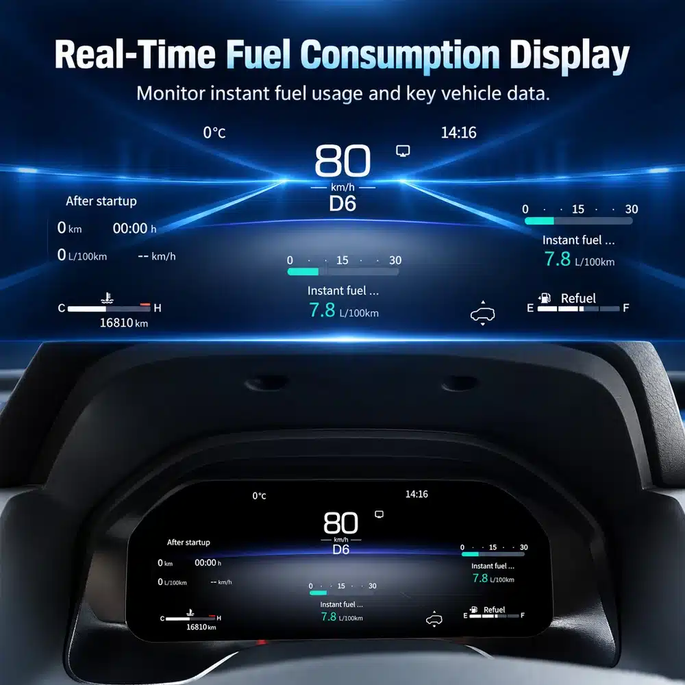 Toyota Tundra 2015 2019 Digital Cluster Fuel Consumption Display Ui 01 Toyota Tundra digital cluster display image showing real-time fuel consumption data and key vehicle information.