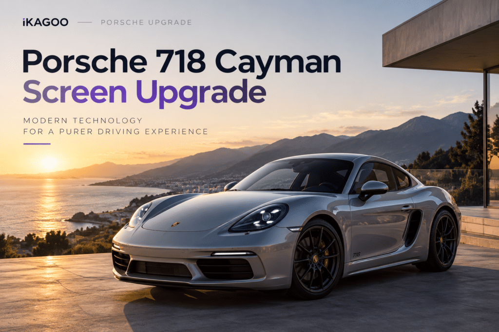 Porsche 718 Cayman schermupgrade met dual 12.3-inch display en draadloze CarPlay