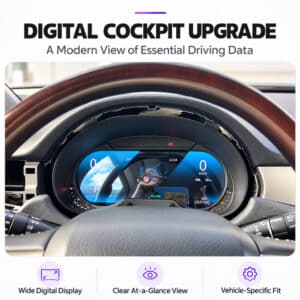 Lexus GX460 interieur met geüpgraded digitaal instrumentenpaneel gemonteerd achter origineel stuurwiel